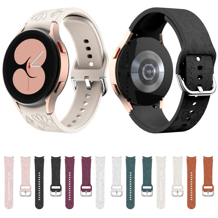 Bracelet de montre en silicone gaufré fleur papillon, pour Samsung Galaxy Watch 6