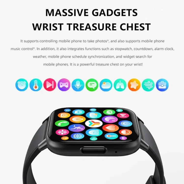 Montre connectée de sport DM60+ 1,83 pouce BT5.2, compatible avec les appels Bluetooth, le suivi du sommeil, de la glycémie, de l'oxygénation sanguine, de la température, de la fréquence cardiaque et de la pression artérielle.