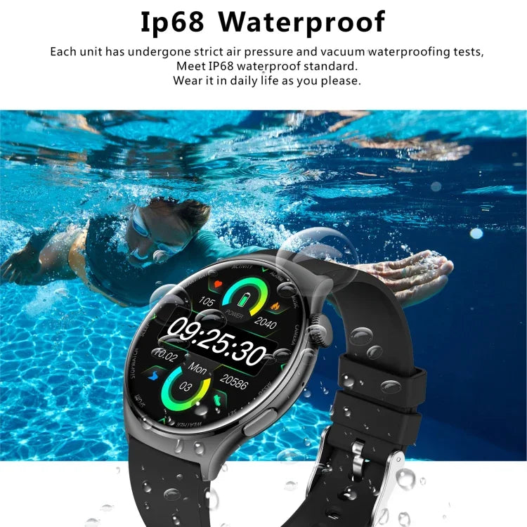 Montre connectée sport QX10 1,43 pouce BT5.2, suivi du sommeil, de la fréquence cardiaque, de l'oxygène sanguin et de la pression artérielle