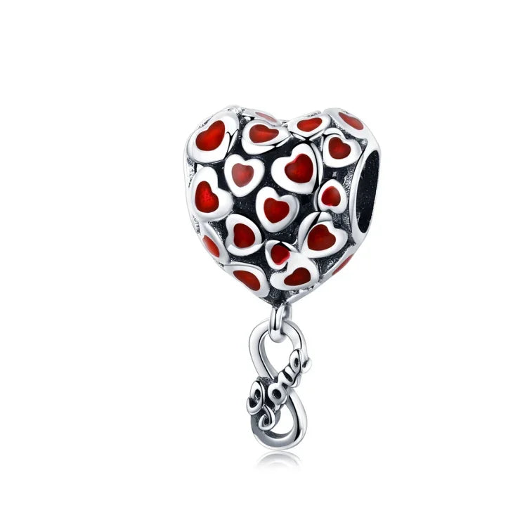 Accessoires de bracelet et collier DIY en argent sterling 925 avec perles cœur rouges