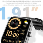 Montre connectée sport QS11 1,91 pouce BT5.2, suivi du sommeil, de la fréquence cardiaque, de l'oxygène sanguin et de la pression artérielle