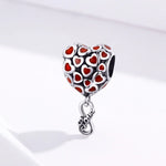 Accessoires de bracelet et collier DIY en argent sterling 925 avec perles cœur rouges