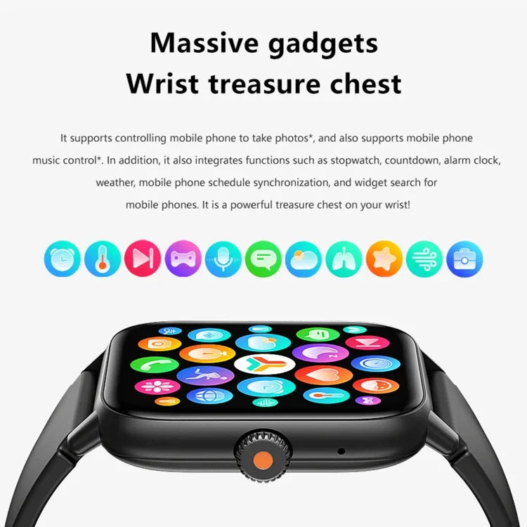 Montre connectée sport QS13 1,83 pouce BT5.2, compatible appels Bluetooth / suivi du sommeil, glycémie, saturation en oxygène, fréquence cardiaque et pression artérielle