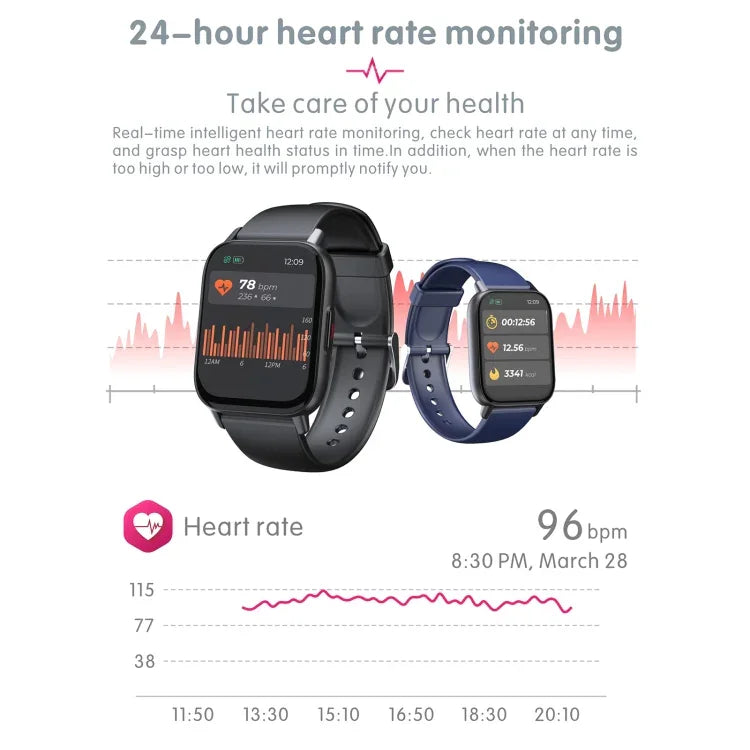 Montre connectée sport QS16 Pro 1,83 pouce BT5.0, compatible appels Bluetooth / suivi du sommeil, saturation en oxygène, température, fréquence cardiaque et pression artérielle