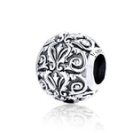 Perles texturées fleurs rétro en argent sterling S925, accessoires de bracelet collier DIY