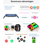 Montre connectée de sport QX7 Pro 2 pouces BT5.2, compatible avec les appels Bluetooth, le suivi du sommeil, de la glycémie, de l'oxygénation sanguine, de la température, de la fréquence cardiaque et de la pression artérielle.