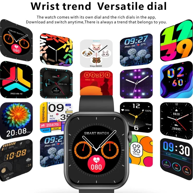 Montre connectée de sport QX7 Pro 2 pouces BT5.2, compatible avec les appels Bluetooth, le suivi du sommeil, de la glycémie, de l'oxygénation sanguine, de la température, de la fréquence cardiaque et de la pression artérielle.