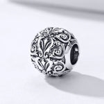 Perles texturées fleurs rétro en argent sterling S925, accessoires de bracelet collier DIY