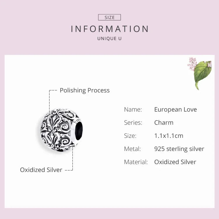 Perles texturées fleurs rétro en argent sterling S925, accessoires de bracelet collier DIY