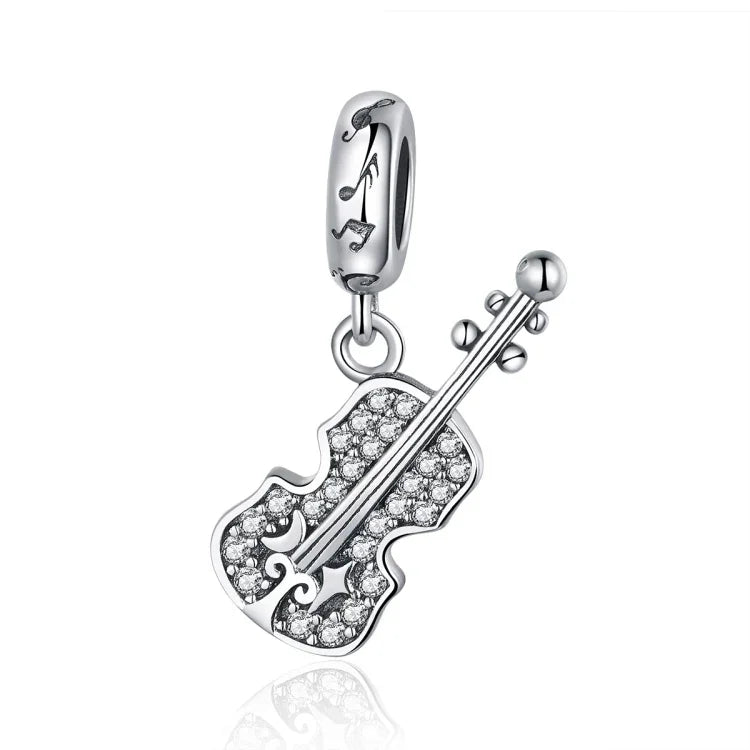 Accessoires pendentif violon DIY en argent pur S925 avec zircon