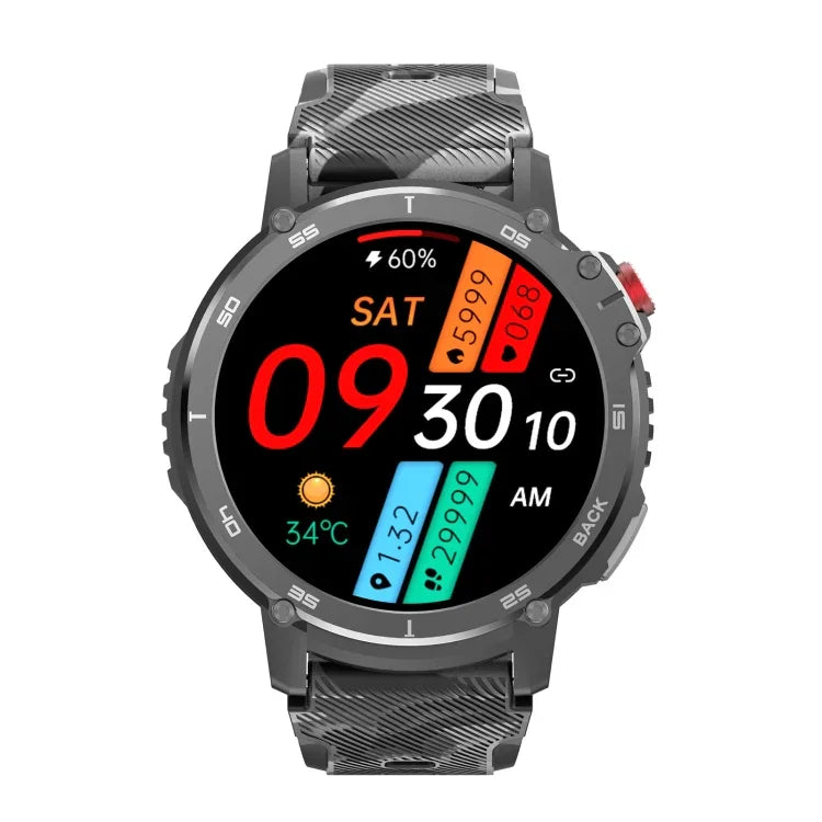 Montre connectée Bluetooth C22 avec écran rond de 1,6 pouce, prise en charge du suivi de la santé et 24 modes sportifs