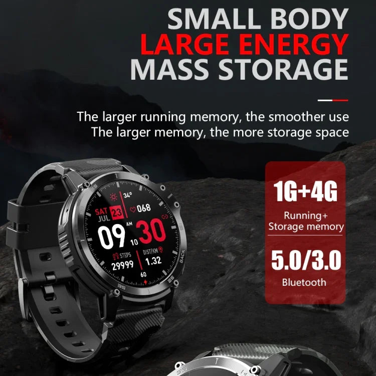 Montre connectée Bluetooth C22 avec écran rond de 1,6 pouce, prise en charge du suivi de la santé et 24 modes sportifs