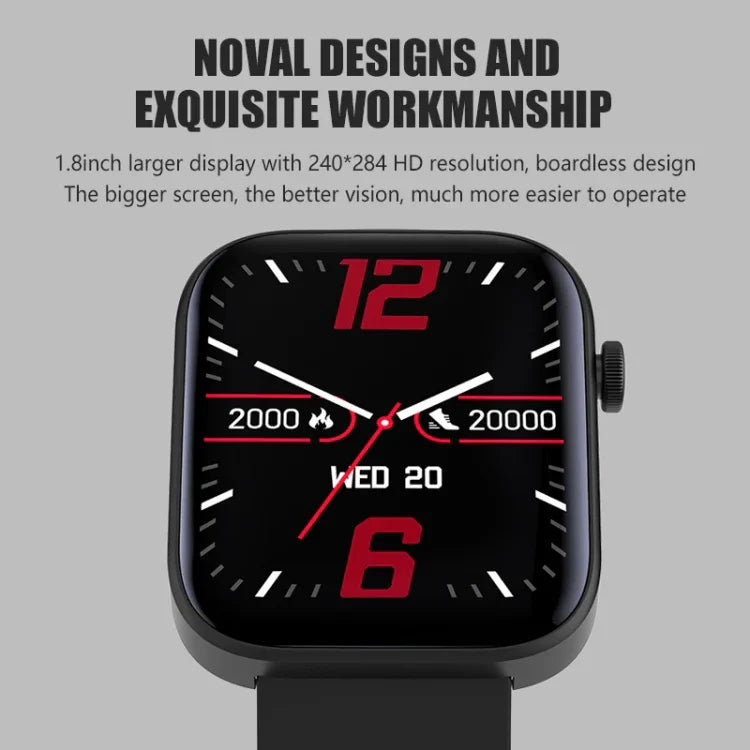 Montre connectée P43 avec écran TFT de 1,8 pouce, Bluetooth, prise en charge du suivi de la fréquence cardiaque et plus de 100 modes sportifs