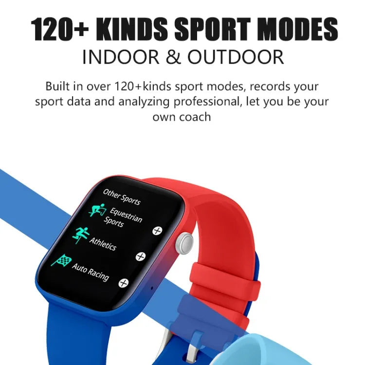 Montre connectée P43 avec écran TFT de 1,8 pouce, Bluetooth, prise en charge du suivi de la fréquence cardiaque et plus de 100 modes sportifs