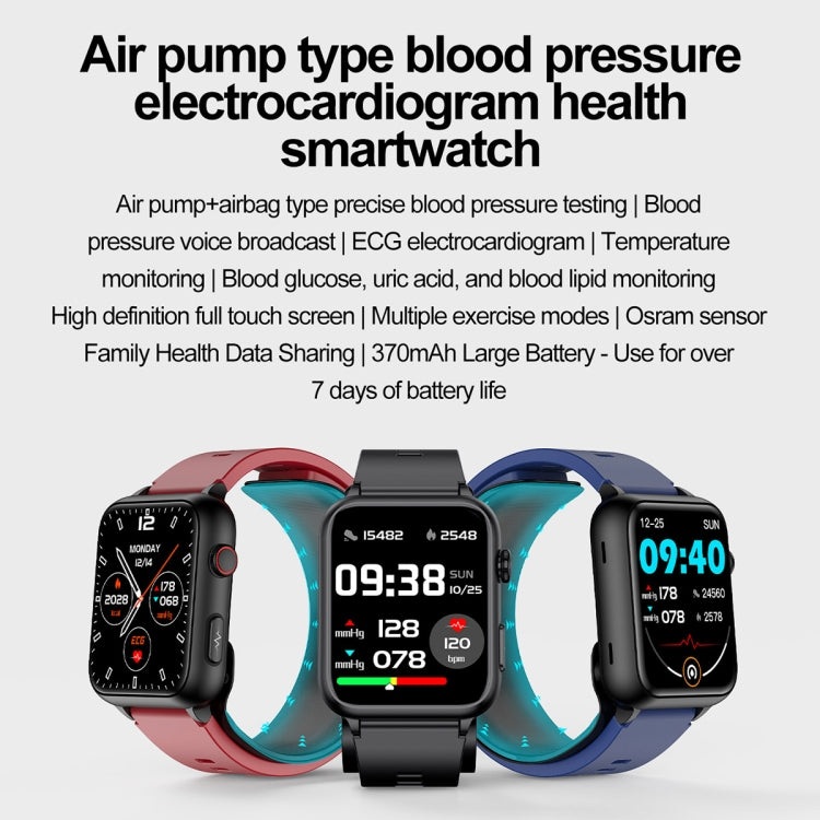 Montre connectée TK63 avec écran couleur de 1,91 pouce, pompe à air, surveillance de la pression artérielle et ECG.