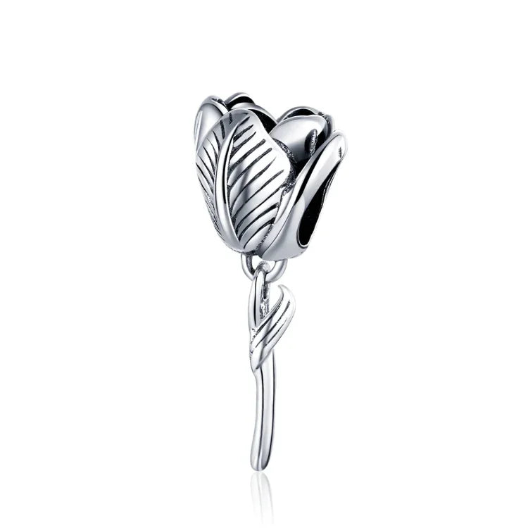 Perles de tulipe en argent sterling S925 pour bracelet et collier DIY
