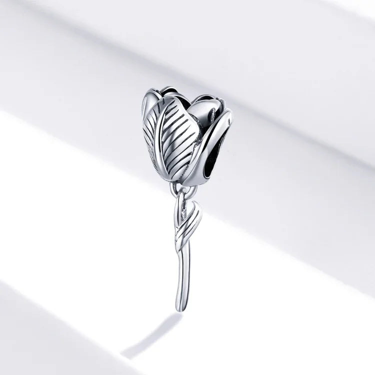 Perles de tulipe en argent sterling S925 pour bracelet et collier DIY