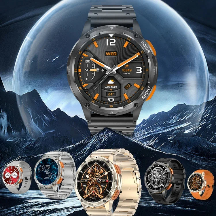 Montre connectée AK59 avec écran rond AMLOED de 1,43 pouce et bracelet en acier