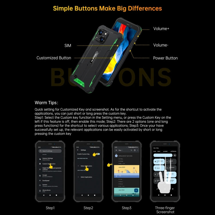 Oukitel WP32, IP68/IP69K, écran 5,93 pouces, Android 13, processeur octocœur Unisoc Tiger T606, NFC, OTG, réseau 4G, 4 Go de RAM + 128 Go de stockage