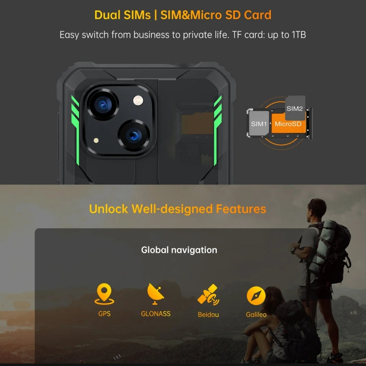 Oukitel WP32, IP68/IP69K, écran 5,93 pouces, Android 13, processeur octocœur Unisoc Tiger T606, NFC, OTG, réseau 4G, 4 Go de RAM + 128 Go de stockage