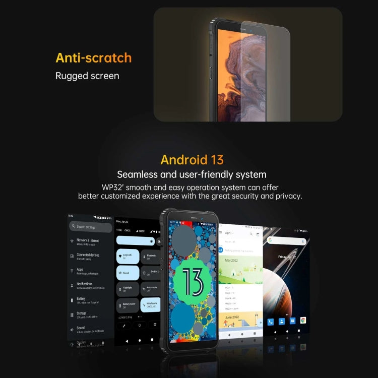 Oukitel WP32, IP68/IP69K, écran 5,93 pouces, Android 13, processeur octocœur Unisoc Tiger T606, NFC, OTG, réseau 4G, 4 Go de RAM + 128 Go de stockage