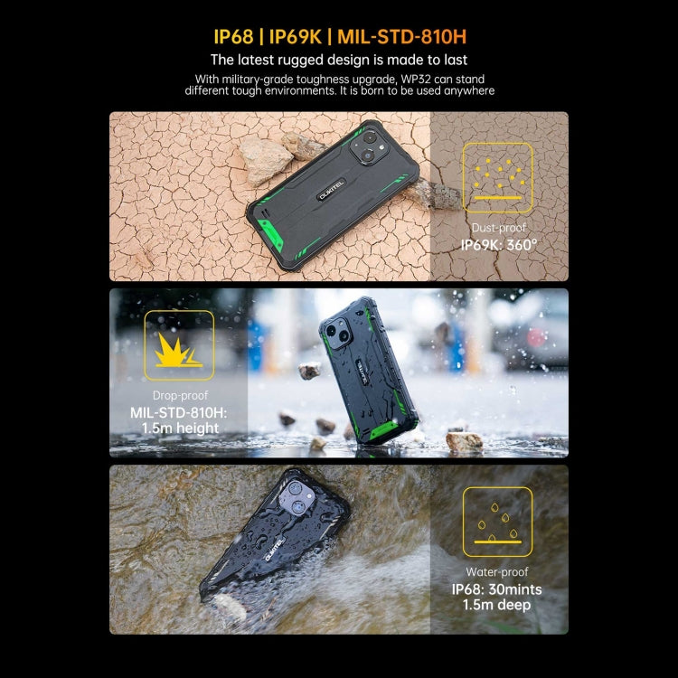 Oukitel WP32, IP68/IP69K, écran 5,93 pouces, Android 13, processeur octocœur Unisoc Tiger T606, NFC, OTG, réseau 4G, 4 Go de RAM + 128 Go de stockage
