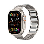 Magnetic Clasp Braided Chain Stainless Steel Watch Band, For Apple Watch SE 2023 44mm, For Apple Watch SE 2023 40mm, For Apple Watch Ultra 2 49mm, For Apple Watch Series 9 45mm, For Apple Watch Series 9 41mm, For Apple Watch Ultra 49mm                 ...