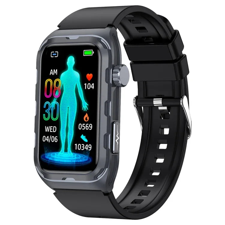 Montre connectée TK79 de 1,47 pouce, étanche IP68, avec ECG, surveillance de la glycémie, de l'oxygène sanguin et de l'acide urique.