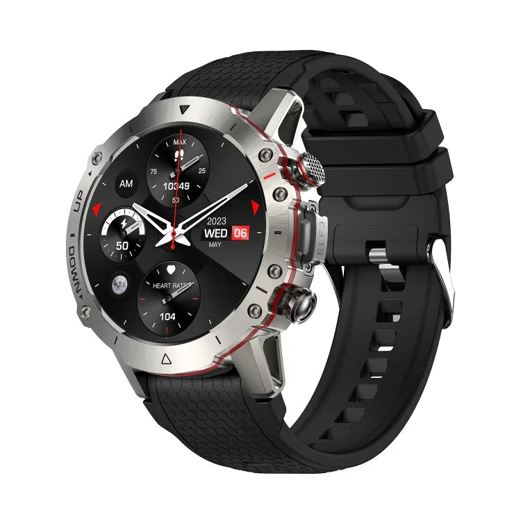 Montre connectée ELF3 avec écran rond TFT de 1,39 pouce, bracelet en silicone et prise en charge de la surveillance de l'oxygène sanguin