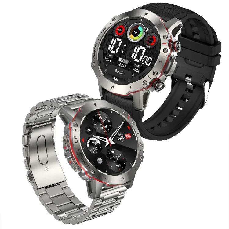 Montre connectée ELF3 avec écran rond TFT de 1,39 pouce, bracelet en silicone et prise en charge de la surveillance de l'oxygène sanguin