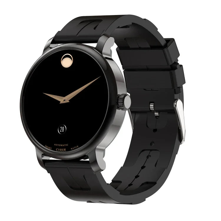 Montre connectée LEMFO LF35 avec écran rond AMOLED de 1,43 pouce, bracelet en silicone et prise en charge de la détection de l'oxygène sanguin