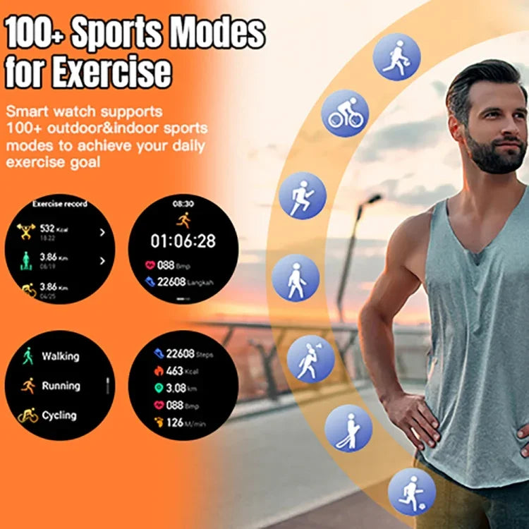 Montre connectée LEMFO LF35 avec écran rond AMOLED de 1,43 pouce, bracelet en silicone et prise en charge de la détection de l'oxygène sanguin