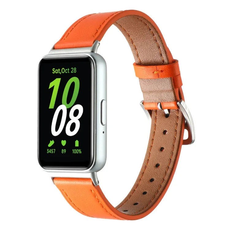Bracelet de montre en cuir véritable avec fil de couture, pour Samsung Galaxy Fit 3