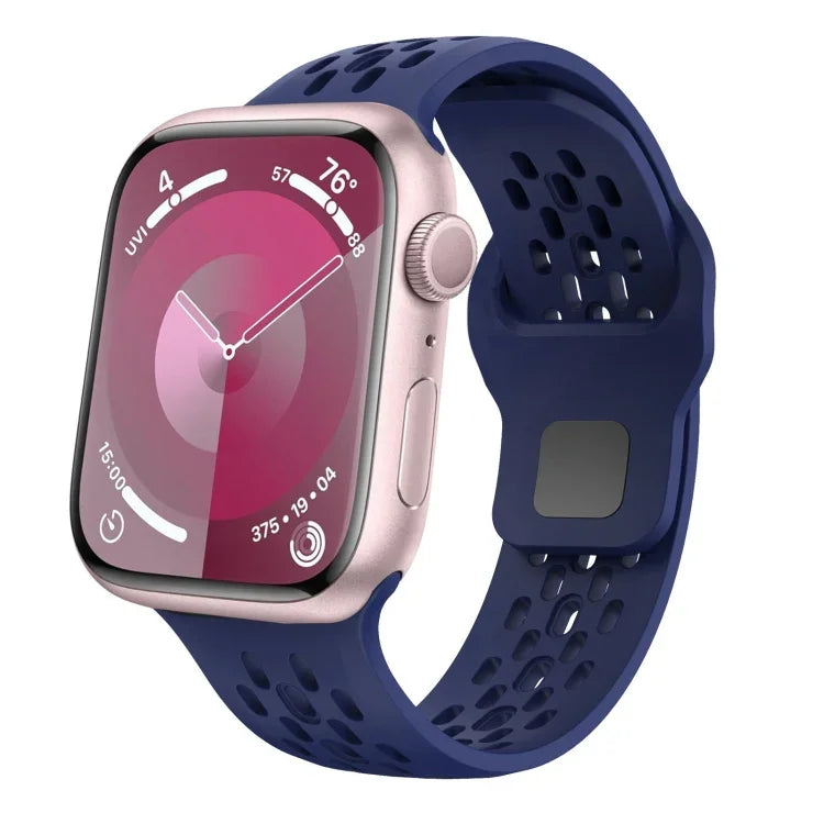 Oval Holes Fluororubber Watch Band, For Apple Watch Series 6 44mm, For Apple Watch Series 5 44mm, For Apple Watch Series 4 44mm, For Apple Watch Series 3 42mm, For Apple Watch Series 2 42mm, For Apple Watch 42mm
