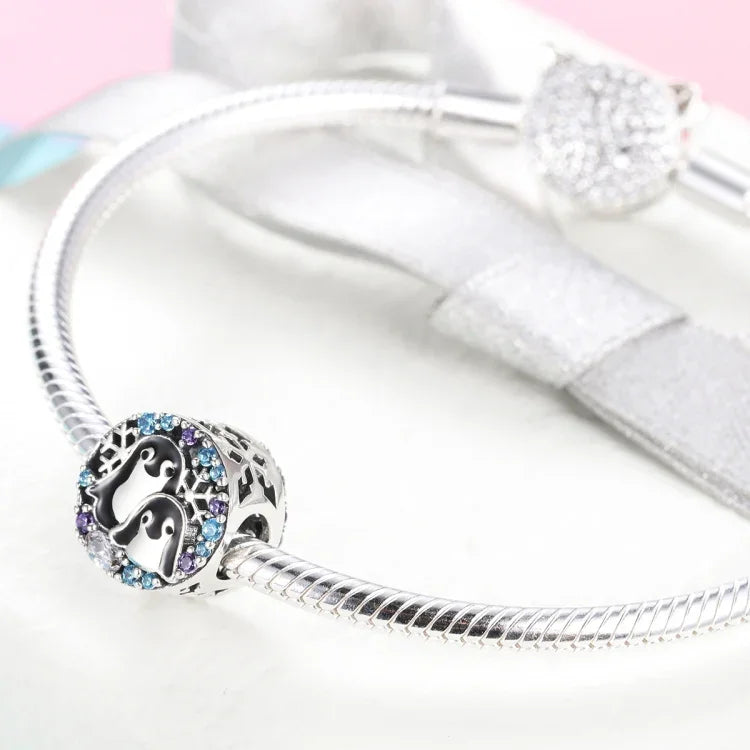 Accessoires de bracelet de maison pingouin en argent sterling S925 avec perles de diamant