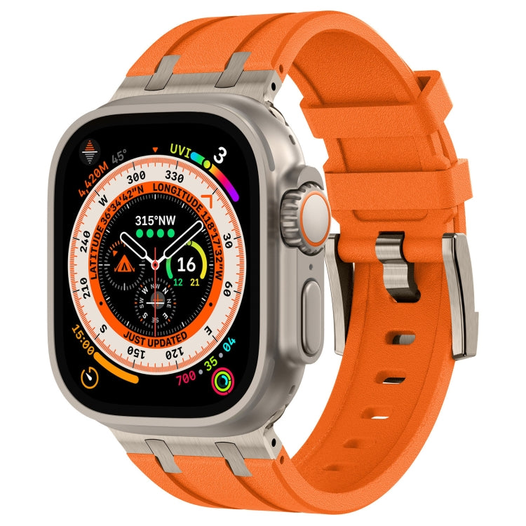 Bracelet de montre en silicone liquide grain de pierre, pour Apple Watch SE 2023 44mm, pour Apple Watch Ultra 2 49mm, pour Apple Watch Series 9 45mm, pour Apple Watch Ultra 49mm