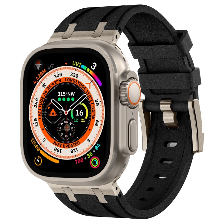 Bracelet de montre en silicone liquide grain de pierre, pour Apple Watch SE 2023 44mm, pour Apple Watch Ultra 2 49mm, pour Apple Watch Series 9 45mm, pour Apple Watch Ultra 49mm