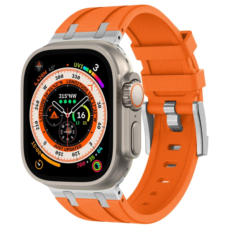 Bracelet de montre en silicone liquide grain de pierre, pour Apple Watch SE 2023 44mm, pour Apple Watch Ultra 2 49mm, pour Apple Watch Series 9 45mm, pour Apple Watch Ultra 49mm