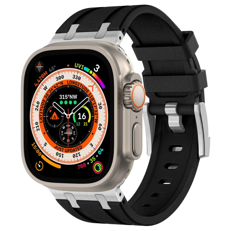 Bracelet de montre en silicone liquide grain de pierre, pour Apple Watch SE 2023 44mm, pour Apple Watch Ultra 2 49mm, pour Apple Watch Series 9 45mm, pour Apple Watch Ultra 49mm