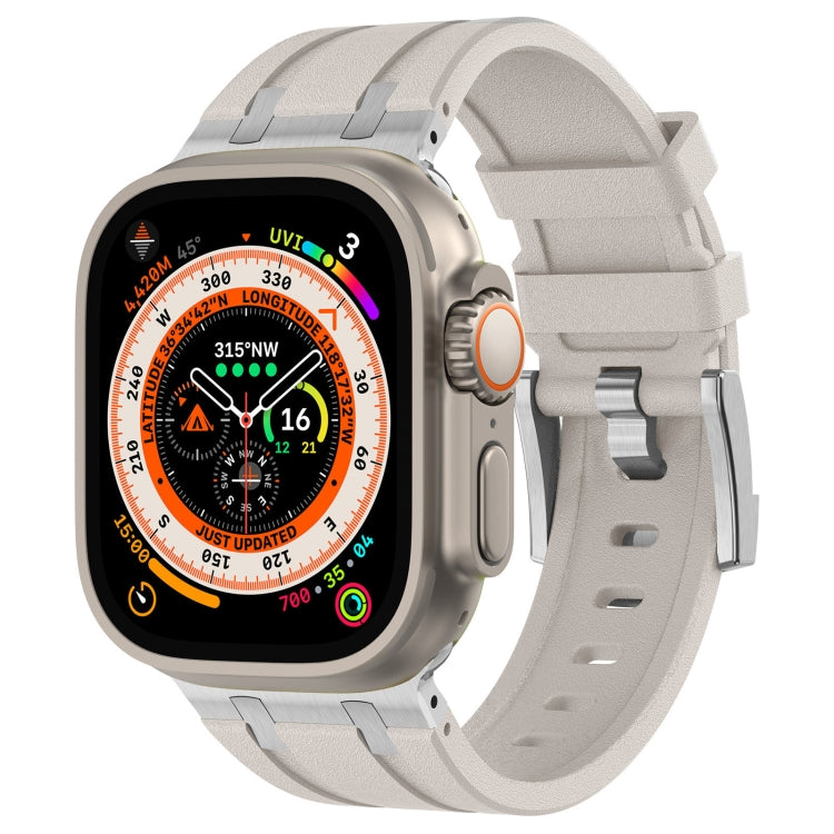 Bracelet de montre en silicone liquide grain de pierre, pour Apple Watch SE 2023 44mm, pour Apple Watch Ultra 2 49mm, pour Apple Watch Series 9 45mm, pour Apple Watch Ultra 49mm