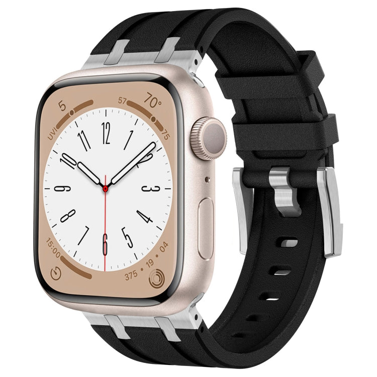 Bracelet de montre en silicone liquide grain de pierre, pour Apple Watch SE 2023 44mm, pour Apple Watch Ultra 2 49mm, pour Apple Watch Series 9 45mm, pour Apple Watch Ultra 49mm