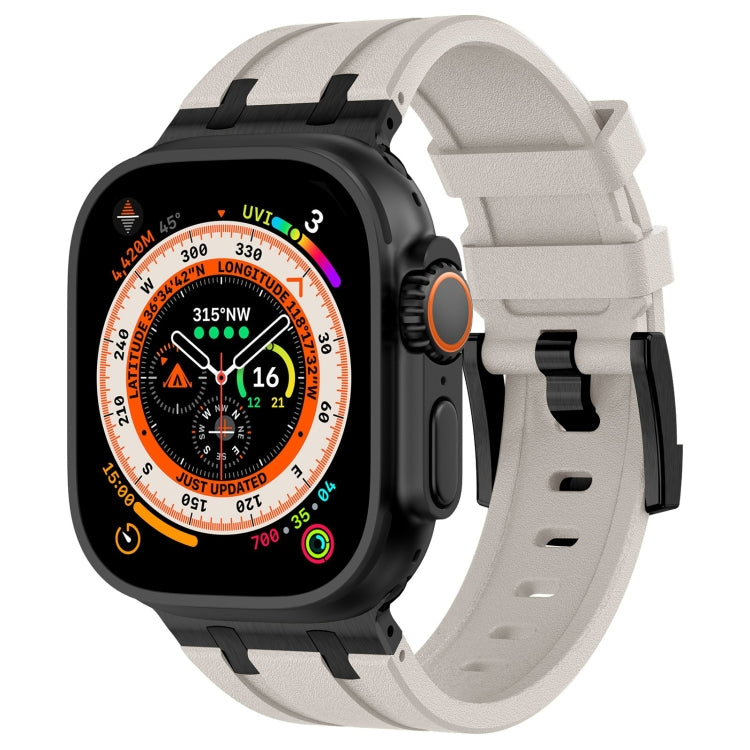 Bracelet de montre en silicone liquide grain de pierre, pour Apple Watch SE 2023 44mm, pour Apple Watch Ultra 2 49mm, pour Apple Watch Series 9 45mm, pour Apple Watch Ultra 49mm