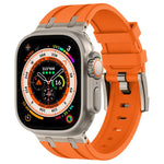 Bracelet de montre en silicone liquide grain de pierre, pour Apple Watch SE 2023 44mm, pour Apple Watch Ultra 2 49mm, pour Apple Watch Series 9 45mm, pour Apple Watch Ultra 49mm