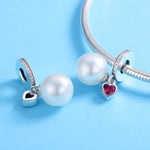 S925 Argent Sterling Perle Coeur Pendentif Bracelet Collier Accessoires DIY