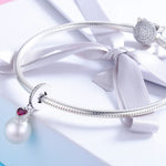 S925 Argent Sterling Perle Coeur Pendentif Bracelet Collier Accessoires DIY