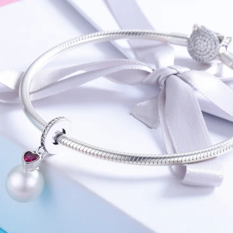S925 Argent Sterling Perle Coeur Pendentif Bracelet Collier Accessoires DIY