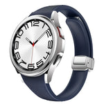 Slim Magnetic Silver Buckle Leather Silicone Watch Band, For Samsung Galaxy Watch 6
