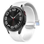 Bracelet de montre en silicone et cuir avec boucle magnétique argentée, pour Samsung Galaxy Watch 6