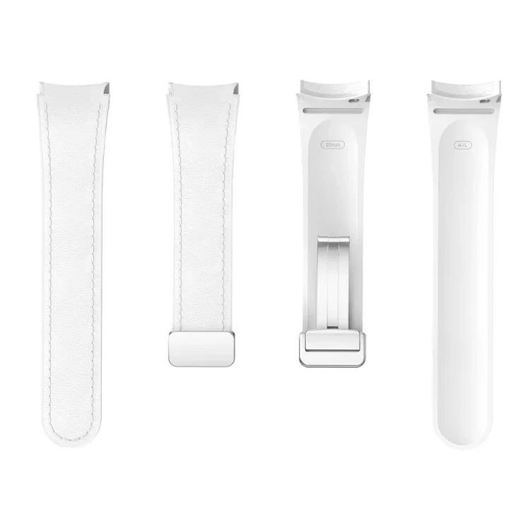 Bracelet de montre en silicone et cuir avec boucle magnétique argentée, pour Samsung Galaxy Watch 6
