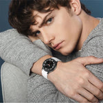 Bracelet de montre en silicone et cuir avec boucle magnétique argentée, pour Samsung Galaxy Watch 6